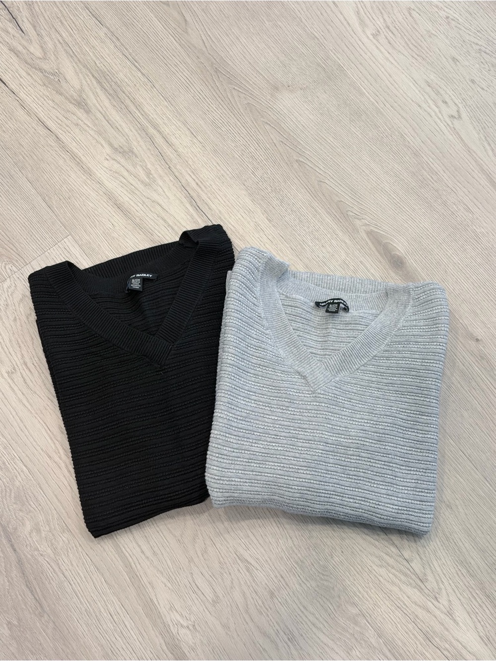 Lot of 2 Hilary Radley Women's V-Neck Sweaters - Black & Light Gray (S)